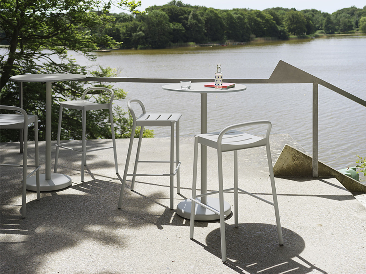 Linear Outdoor Barstool Set