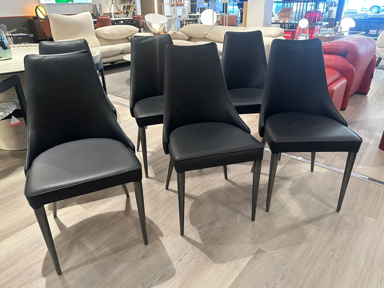 Clara Dining Chairs in Coal Prestige Leather - Set of 6