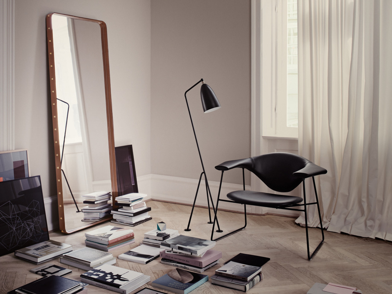 Gubi Adnet Rectangular Mirror by Jacques Adnet