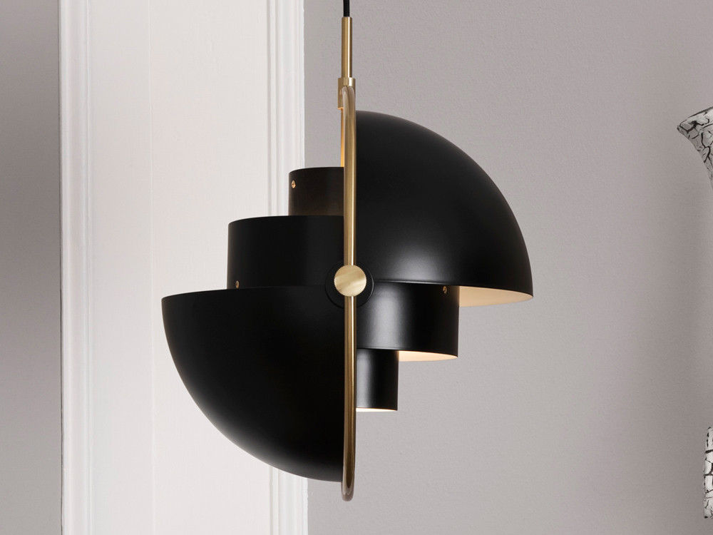 Multi-Lite Pendant Light - Soft Black Semi Matt and Brass