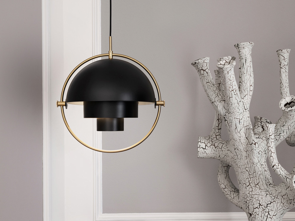 Multi-Lite Pendant Light - Soft Black Semi Matt and Brass