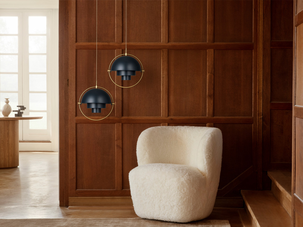Multi-Lite Pendant Light - Soft Black Semi Matt and Brass