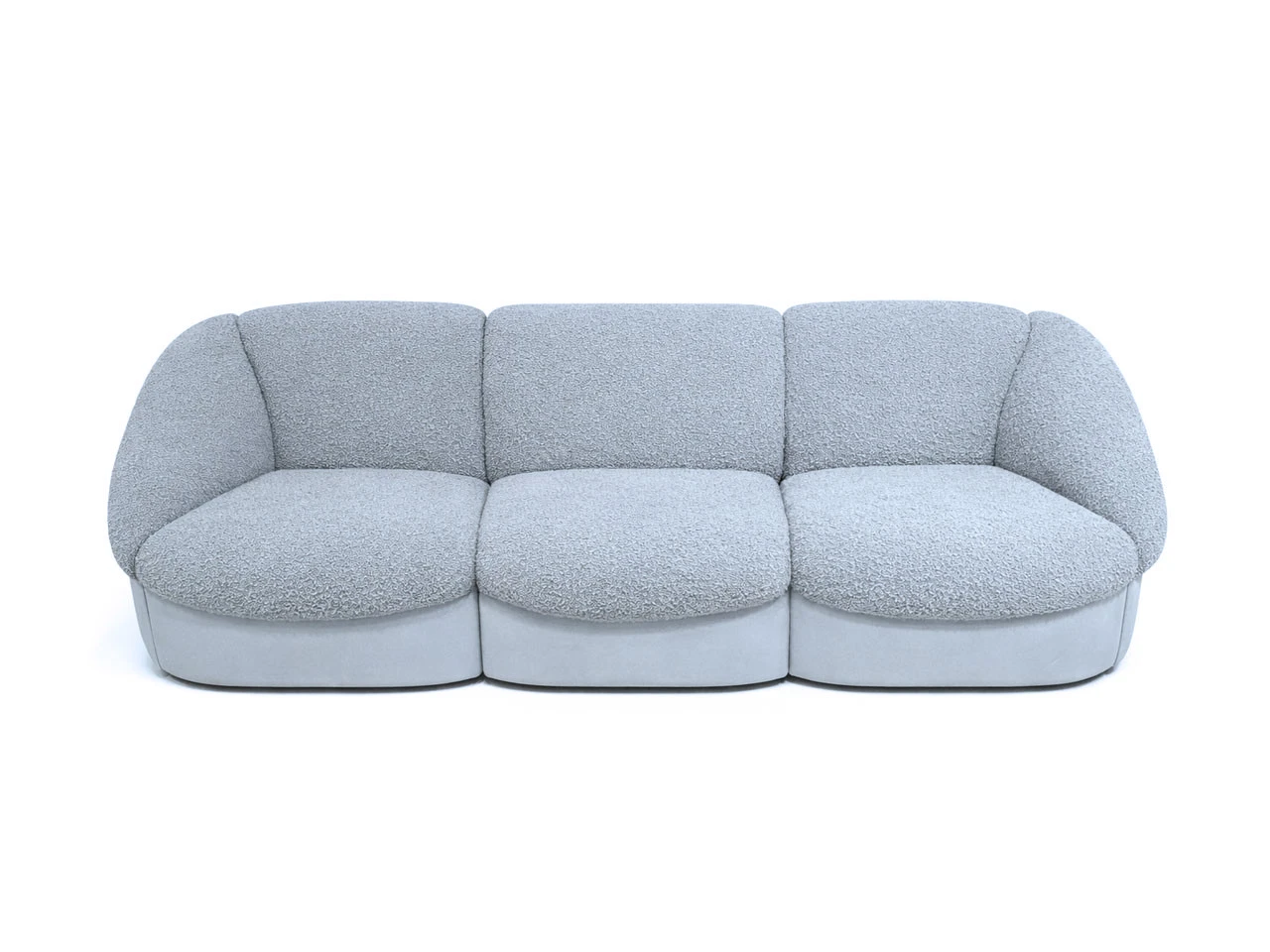 Parka Sofa – Bouclé Seat with Pale Blue Leather Base
