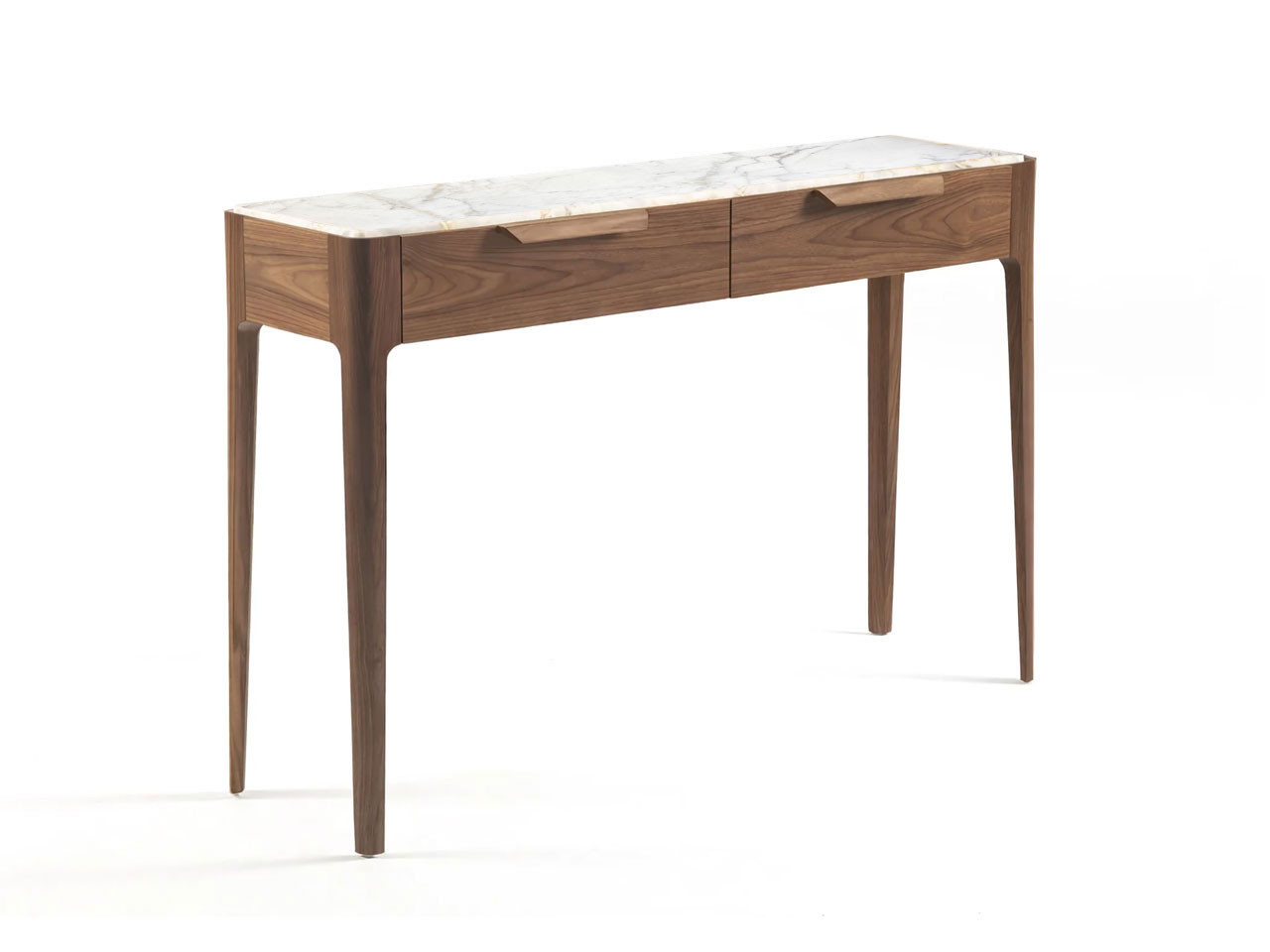Ziggy 10 Console Table – Walnut with Calacatta Oro Marble Top