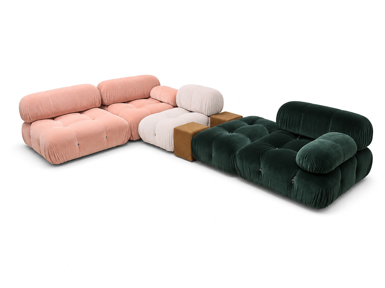 Camaleonda Corner Sofa in Sirio Velvet, Licata Fabric & Kanu Cowhide | Ex-Display