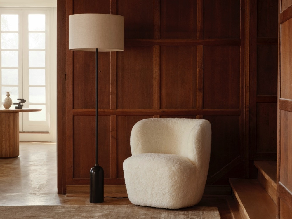 Gubi Stay Sheepskin Lounge Chair - Fixed/Swivel Base - by Space Copenhagen