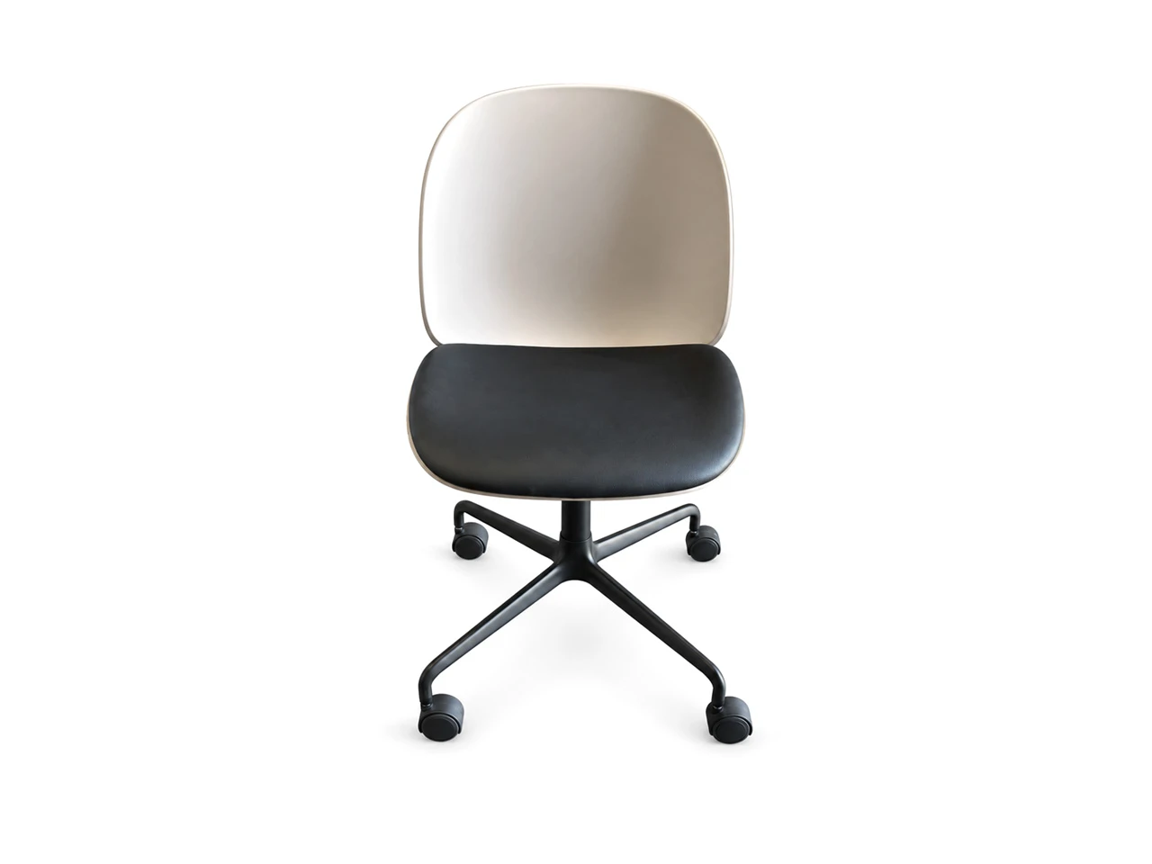 Beetle Office Chair - New Beige & Black Leather 