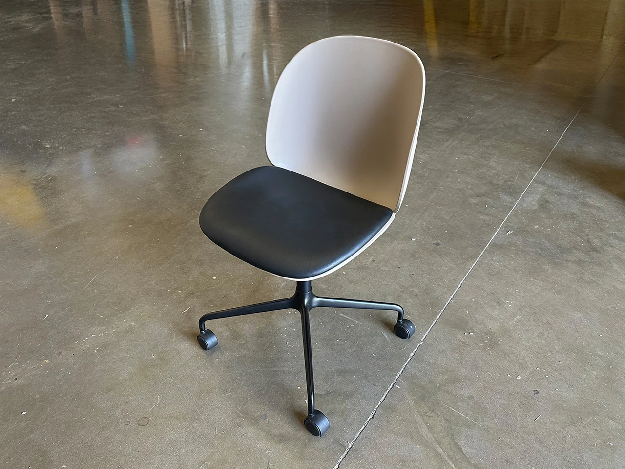 Beetle Office Chair - New Beige & Black Leather 