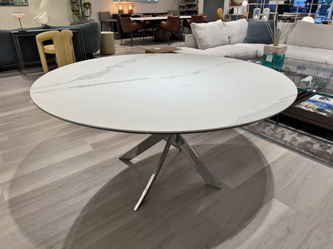 Barone Dining Table - Matt White SuperMarble Ceramic