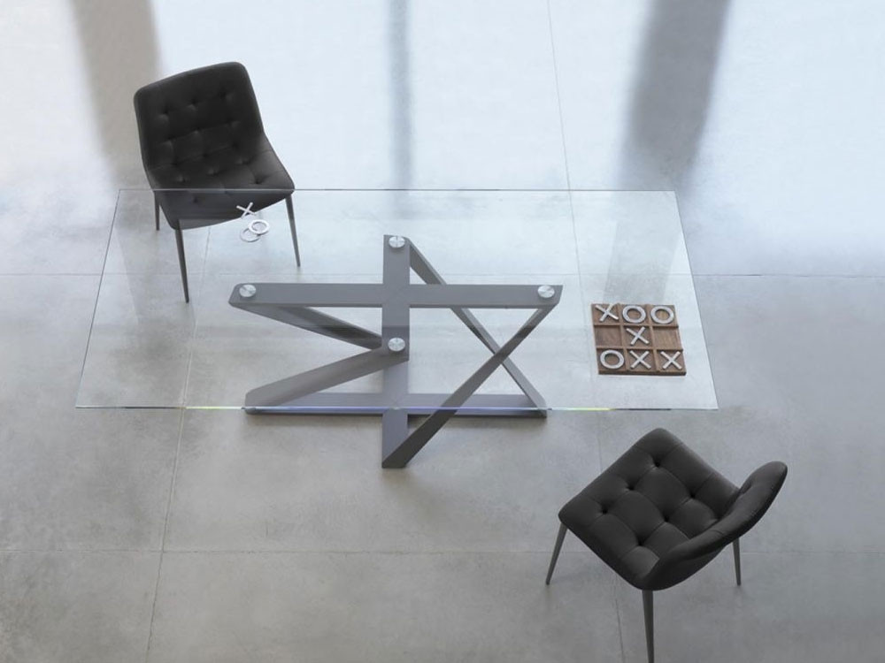 Bontempi Casa Millennium Glass Dining Table 