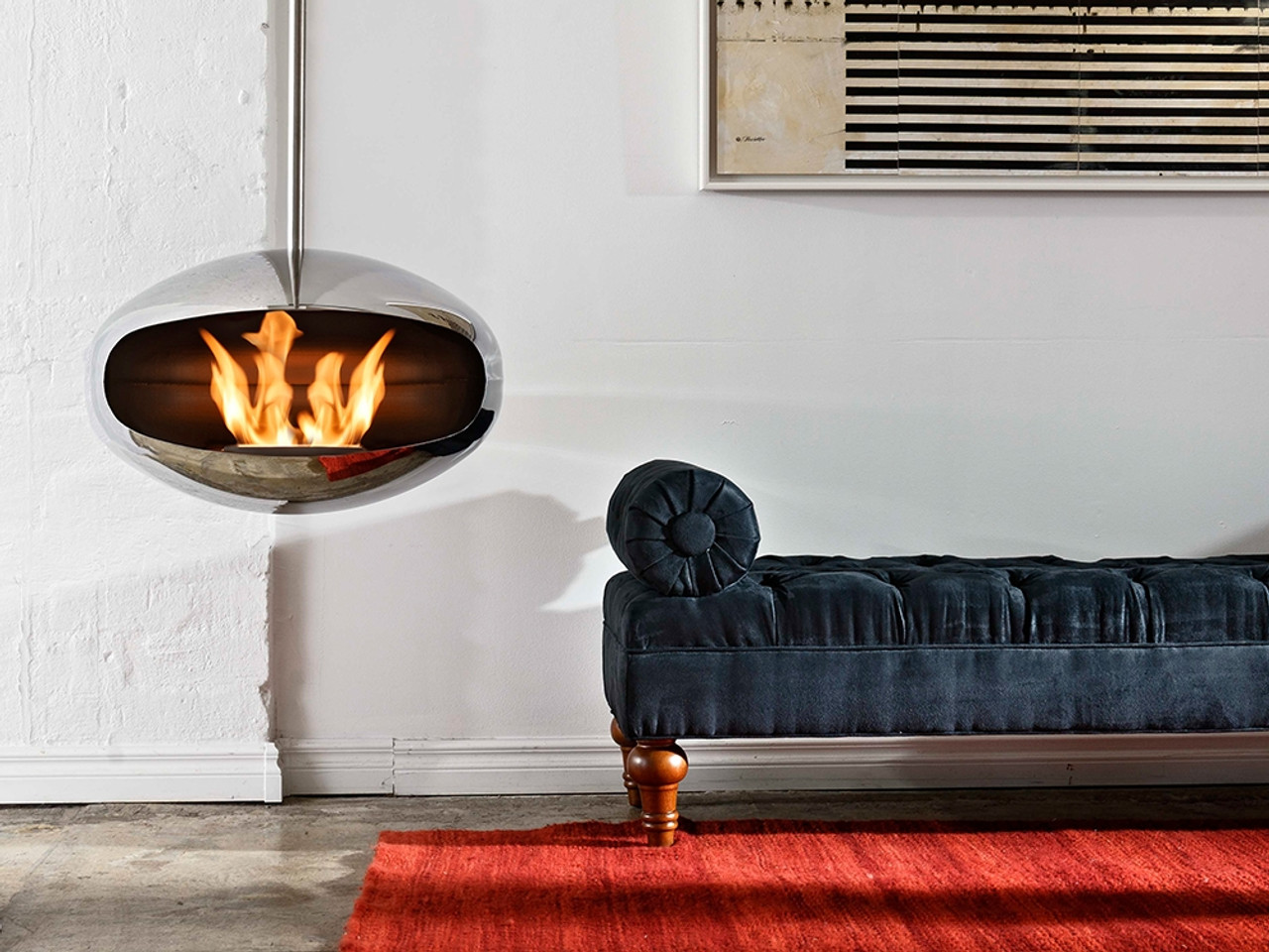 Cocoon Fires Aeris Hanging Cocoon Fireplace Stainless Steel by Federico Otero