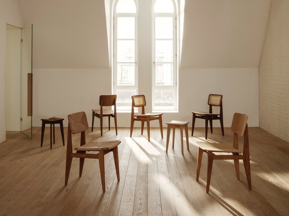 Gubi C-Chair Dining Chair with Veneer Seat by Marcel Gascoin
