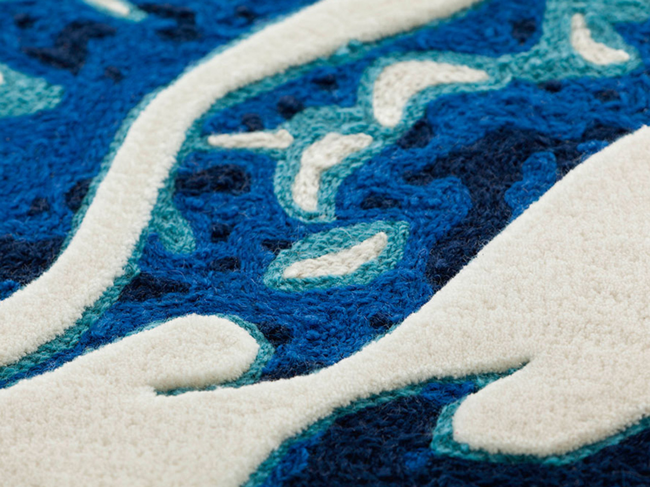 GAN Blue China White Chain Stitch Rug by Mapi Millet