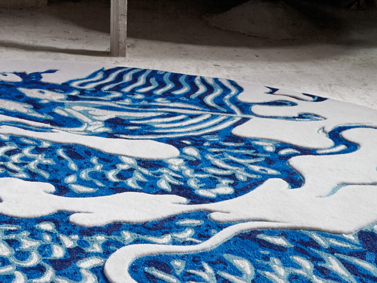 GAN Blue China White Chain Stitch Rug by Mapi Millet