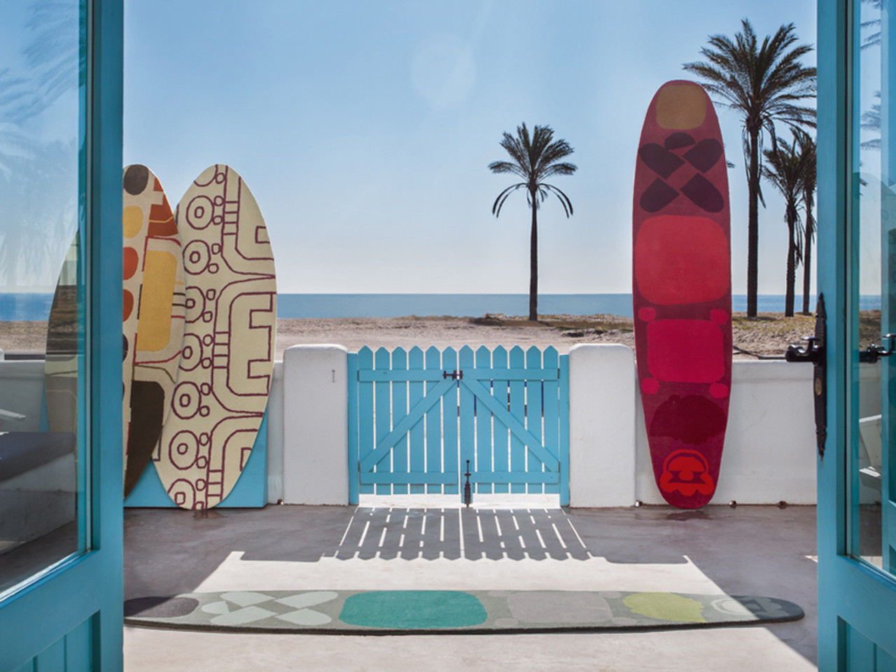 GAN Surf Race Blue Hand Tufted Runner Rug by Alejandra Gandía-Blasco