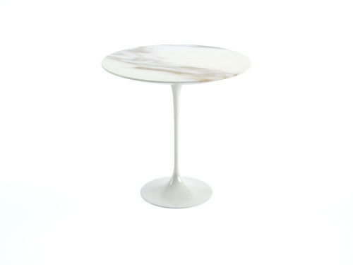 Saarinen Tulip Round Side Table in Calacatta Marble Top - Quickship