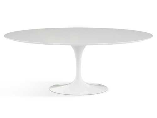 Saarinen Tulip Oval Dining Table in White Laminate Top - Quickship