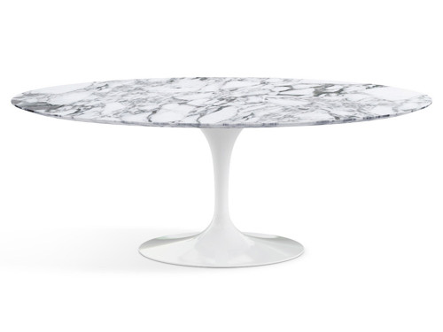 Saarinen Tulip Oval Dining Table in Glossy Arabescato - Quickship