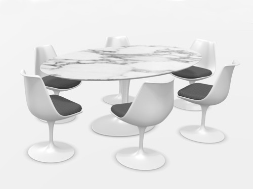 Saarinen Tulip Oval Dining Set - White - 198cm