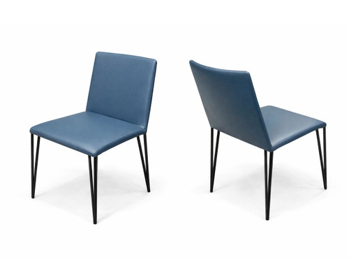 Filly Large Dining chair in Petrol Blue Leather - Set of 6