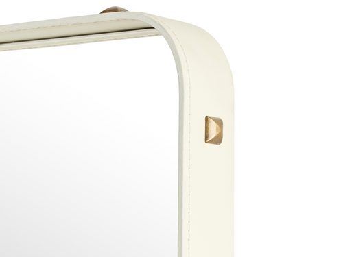 Adnet Wall Mirror - Rectangular Cream Leather