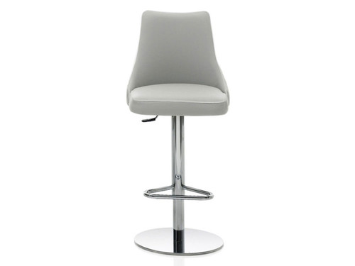 Clara Barstool with swivel Base - Light Grey Leather