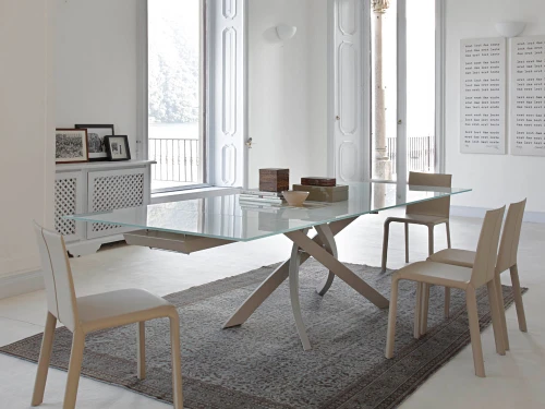 Bontempi Casa Artistico Glass Extendable Dining Table by R&D Bontempi