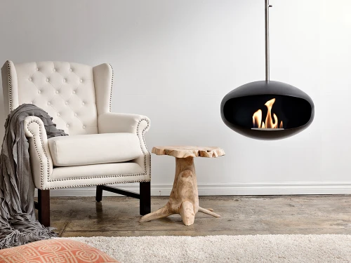 Aeris Hanging Cocoon Fireplace Black