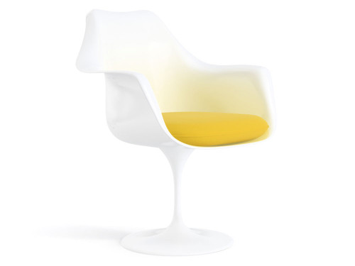 Knoll Saarinen Tulip Chair with Arms - White by Eero Saarinen