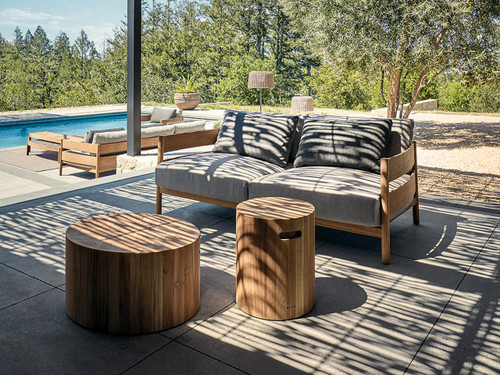 Block Outdoor Round Coffee Table - Teak