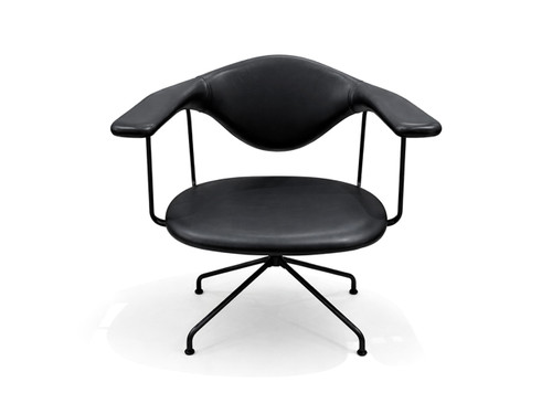 Masculo Swivel Chair - Black leather