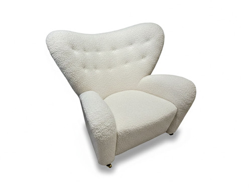 The Tired Man Lounge Chair - Off White Bouclé
