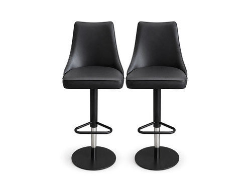 Clara Swivel Bar Stools - Set of 2 - Black Eco Leather