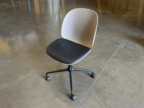 Beetle Office Chair - New Beige & Black Leather 