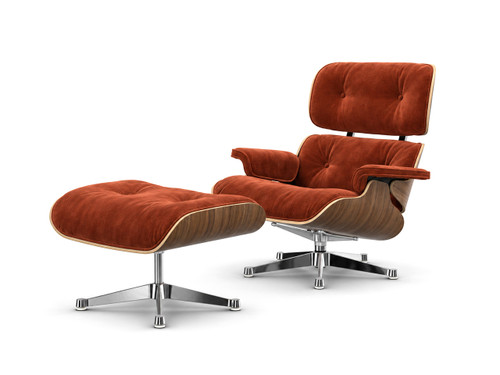 Eames Lounge Chair & Ottoman - Natural Walnut & Brandy Calma
