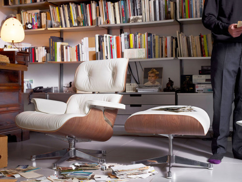 Vitra Eames Ottoman - White Walnut by Charles & Ray Eames