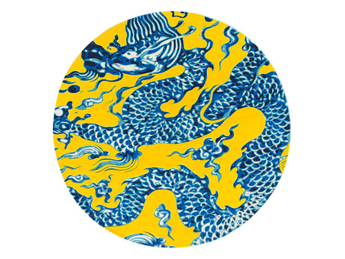 GAN Blue China Yellow Chain Stitch Rug by Mapi Millet