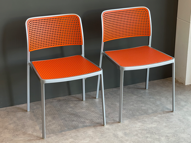 Audrey Dining Chair - Painted Aluminium / Orange - Set of 2