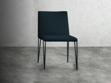 Filly Large Dining chair in Petrol Blue Leather - Set of 6