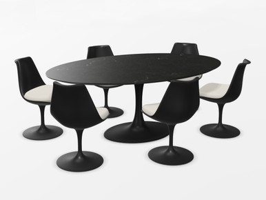 Saarinen Tulip Oval Dining Set - Black - 198cm