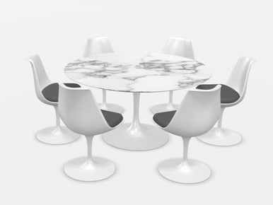 Saarinen Tulip Dining Set - White - 137cm diameter
