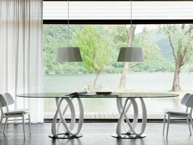 Infinity Oval Glass Dining Table