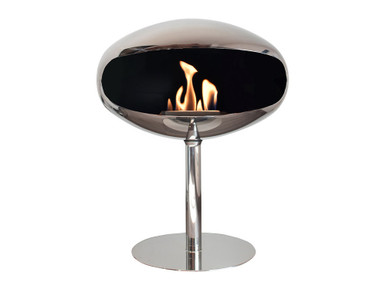 Pedestal Standing Cocoon Fireplace Stainless Steel