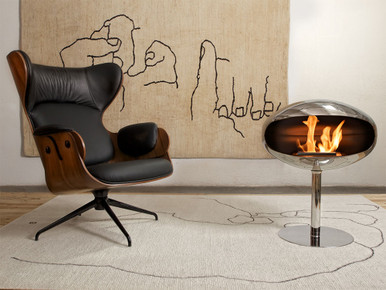 Pedestal Standing Cocoon Fireplace Stainless Steel