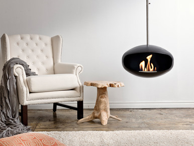 Aeris Hanging Cocoon Fireplace Black