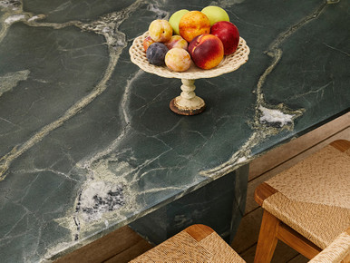 Epic Outdoor Elliptical Dining Table - Botanic Green Quartzite