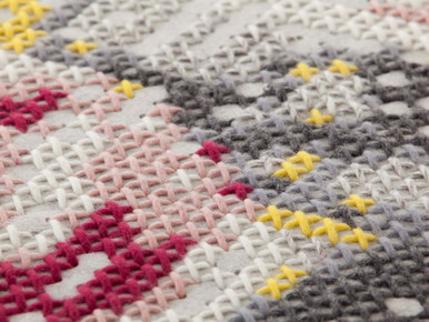 Flowers Natural Canevas Rug