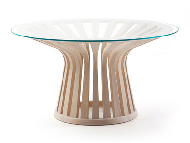 Lebeau Wood Dining Table - Glass Top
