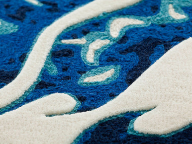 Blue China White Chain Stitch Rug