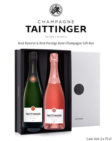 Taittinger Brut Reserve & Brut Prestige Rosé Champagne Gift Box.